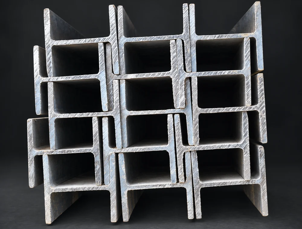 Steel sections in storage before export procurement